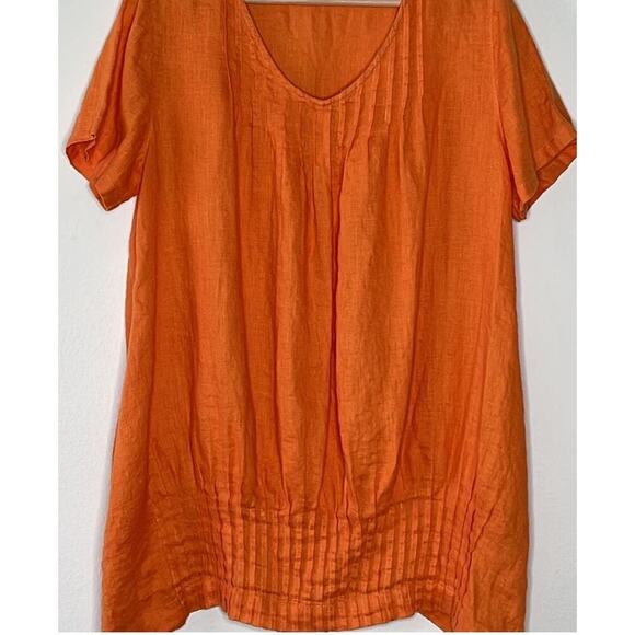 Jasmine Short Sleeve  Linen‎ Pleated Top Size S - Picture 3 of 8